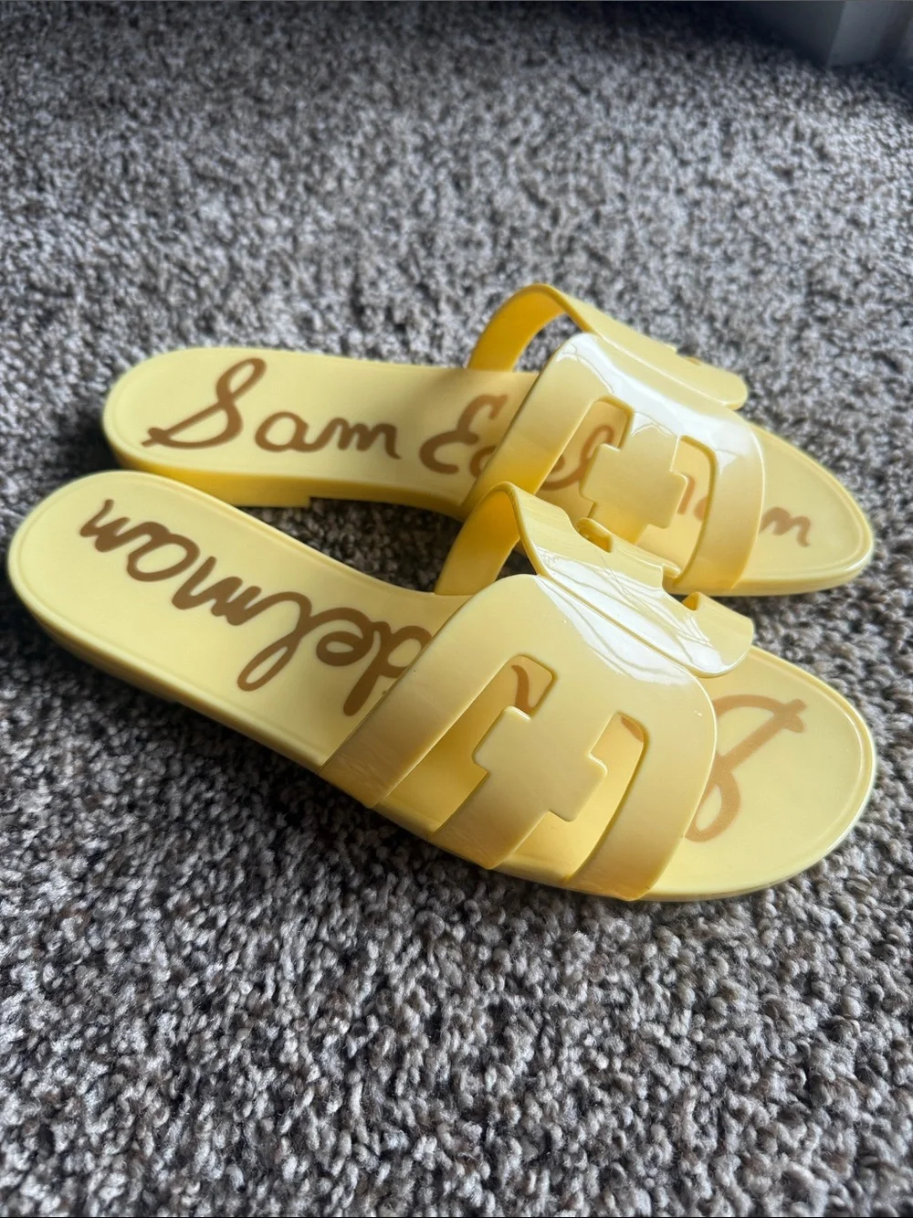 Sam Edelman Bay Jelly Sandals Slides Yellow Citron Size 9